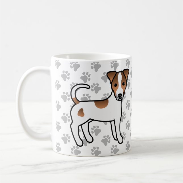Vit och Tan Slät Päls Parson Russell Terrier Kaffemugg (Vänster)