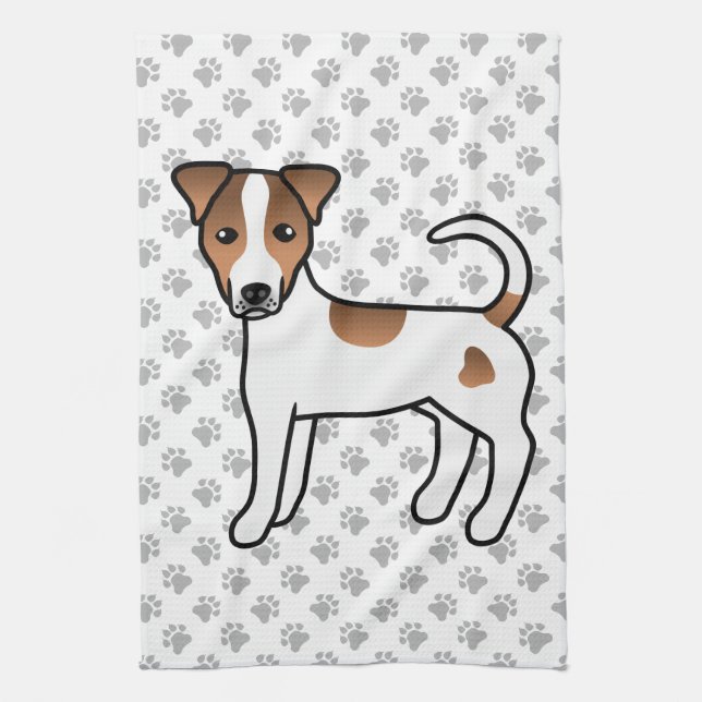 Vit och Tan Slät Päls Parson Russell Terrier Kökshandduk (Vertikal)