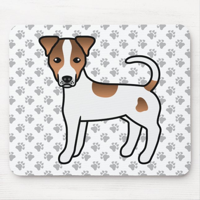 Vit och Tan Slät Päls Parson Russell Terrier Musmatta (Framsidan)