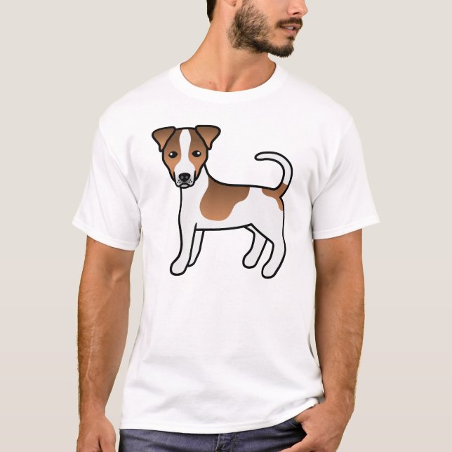 Vit och Tan Smooth Coat Jack Russell Terrier Hund T Shirt (Framsida)