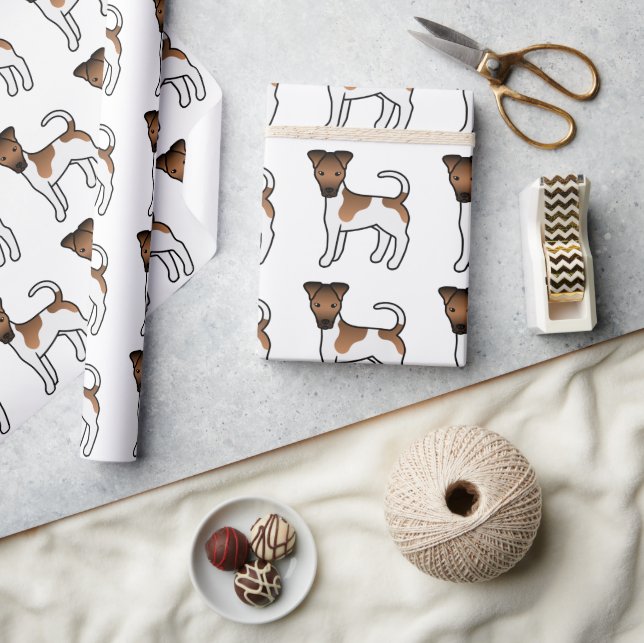 Vit och Tan Smooth Fox Terrier Söt Hund Mönster Presentpapper (Hantverk)