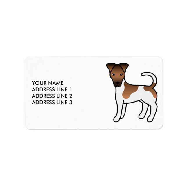 Vit och Tan Smooth Fox Terrier Söt Hund & Text Adressetikett (Framsidan)