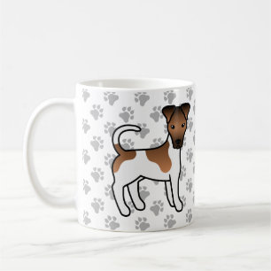 Vit och Tan Smooth Fox Terrier Söt Tecknad Hund Kaffemugg