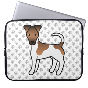 Vit och Tan Smooth Fox Terrier Söt Tecknad Hund Laptop Fodral
