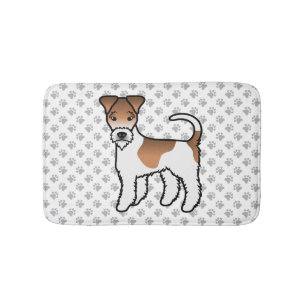 Vit och Tan Wire Fox Terrier Söt Tecknad Hund Badrumsmatta
