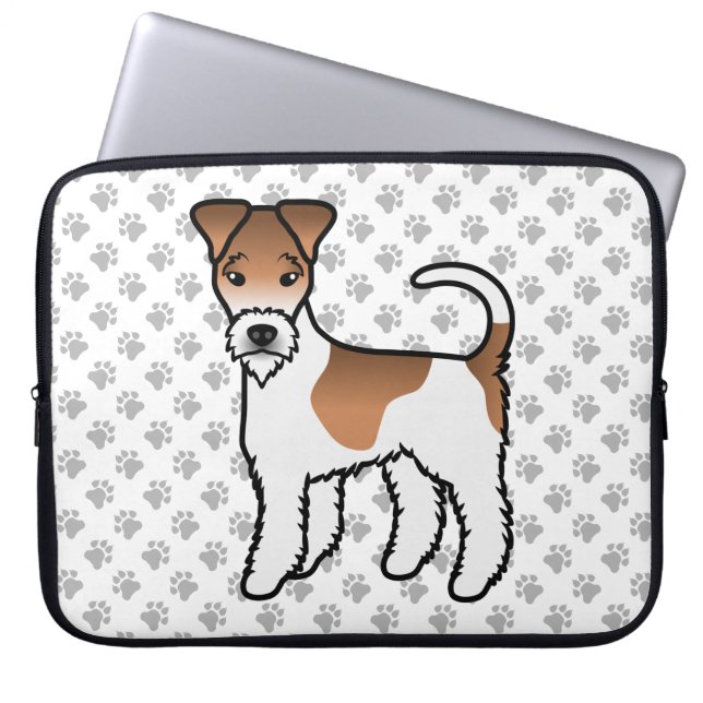 Vit och Tan Wire Fox Terrier Söt Tecknad Hund Laptop Fodral (Framsidan)