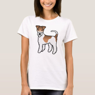 Vit och Tan Wire Fox Terrier Söt Tecknad Hund T Shirt