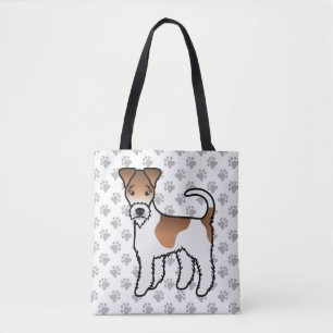 Vit och Tan Wire Fox Terrier Söt Tecknad Hund Tygkasse