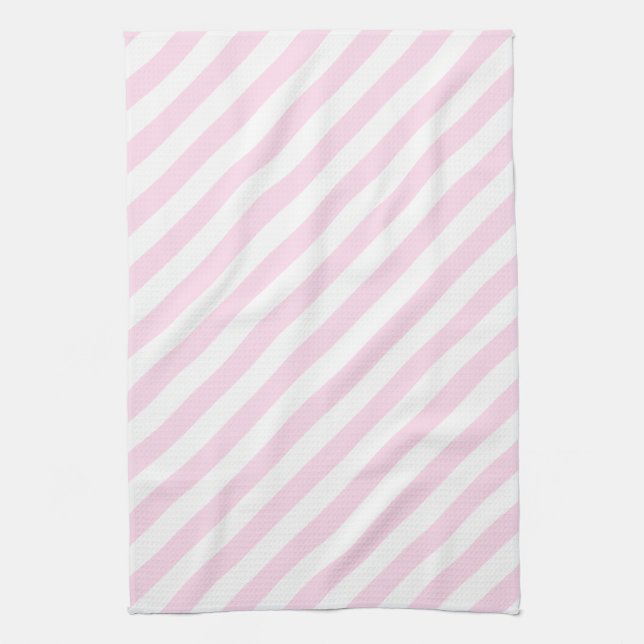 Vit och tänder - rosa Stripes. Kökshandduk (Vertikal)