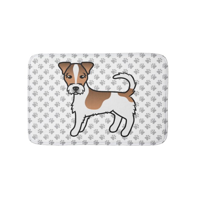 Vit och Tanstrimmig Grovhårig Jack Russell Terrier Badrumsmatta (Framsidan)