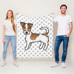 Vit och Tanstrimmig Grovhårig Jack Russell Terrier Fleecefilt