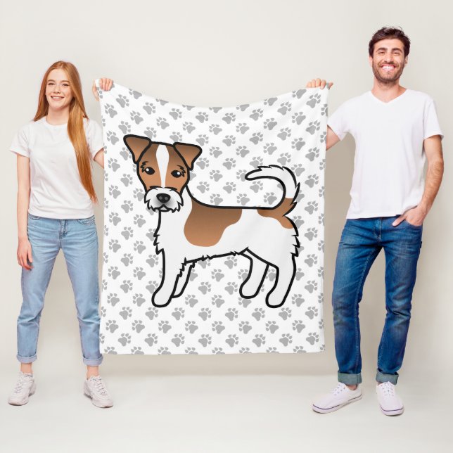 Vit och Tanstrimmig Grovhårig Jack Russell Terrier Fleecefilt (På plats)