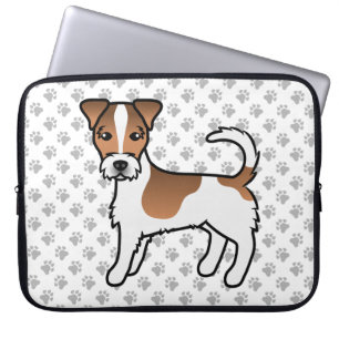 Vit och Tanstrimmig Grovhårig Jack Russell Terrier Laptop Fodral