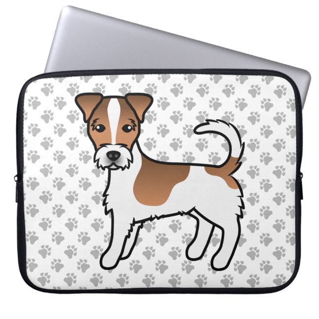 Vit och Tanstrimmig Grovhårig Jack Russell Terrier Laptop Fodral (Framsidan)