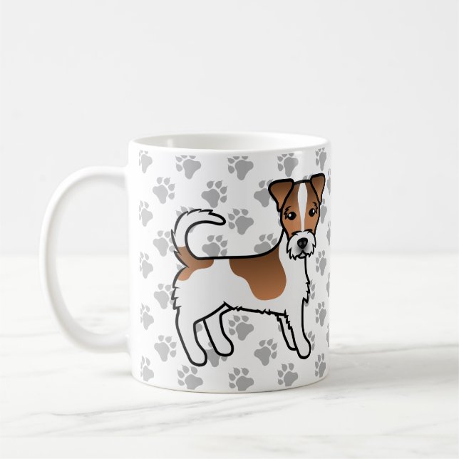 Vit och Tanstrimmig Jack Russell Terrier Hund med  Kaffemugg (Vänster)