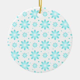 Vit och turkos, ömtålig daisy, punkter mönster julgransprydnad keramik