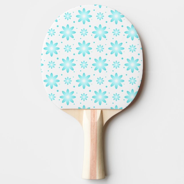 Vit och turkos, ömtålig daisy, punkter mönster pingisracket (Framsidan)