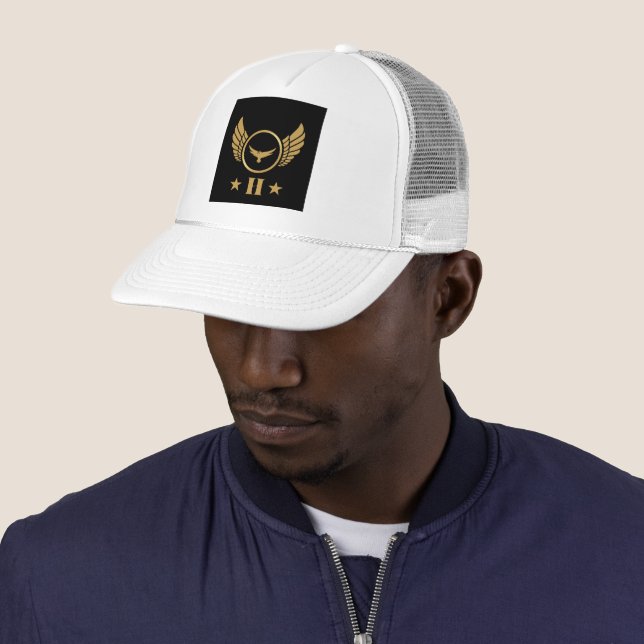 Vit och vit anpassad H-bokstavsbild Monogram-Cap Keps (In Situ)