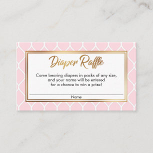 Vit Ogee & guldfolie, Rosa Diaper Raffle Cards Tilläggskort