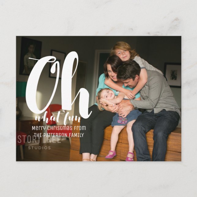 Vit Oh What Roligt Helgdag Photo Postcard Helg Vykort (Framsida)