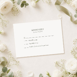 Vit & Olivgrön Minimalistisk Monogram RSVP-kort OSA Kort