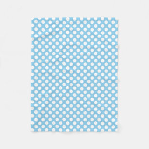 Vit om Baby blue medelStorleka Polka dots Fleecefilt