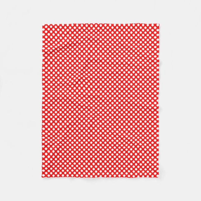 Vit om Red Small Storlekare Polka dots Fleecefilt (Framsidan)