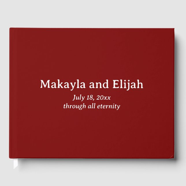 Vit om Röda minimalistiska Bröllop Gästböcker (Framsida)