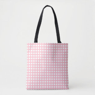 Vit om Rosa Medium Vågrät Polka dots Mönster Tygkasse