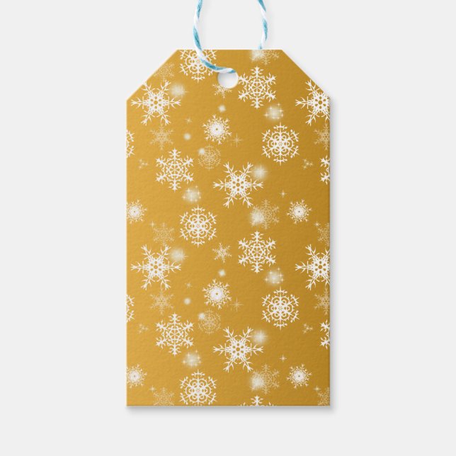 Vit öppen snöflingor. presentetikett (Framsidan)