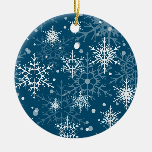 Vit öppning snöflingor julgransprydnad keramik (Framsidan)