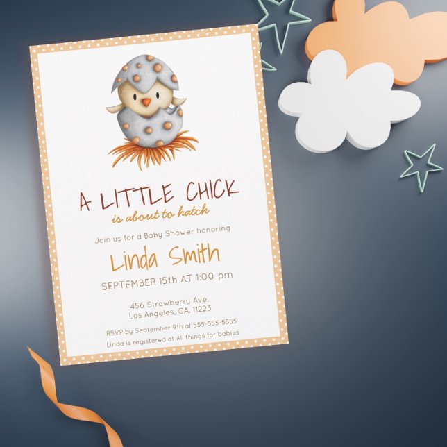 Vit Orange Baby Bird Nest Neutralt Baby Shower Inbjudningar (Skapare uppladdad)