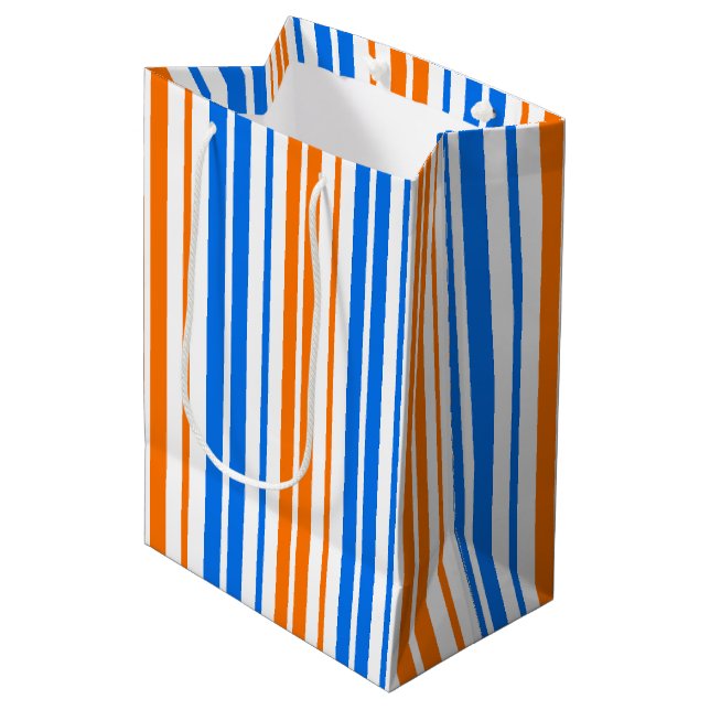 Vit Orange Blå Vertikal Randig Design   (Framsidan Vinklad)