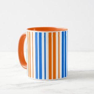 Vit Orange Blå Vertikal Randig Design Mugg