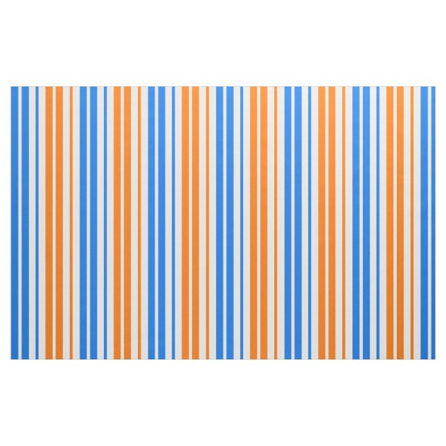Vit Orange Blå Vertikal Randig Design   Tyg (Fat Quarter)