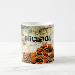 Vit orange Coola gammal brickvägg grafiti Ditt nam Kaffemugg