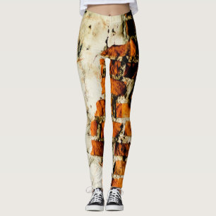 Vit orange Coola gammal tegelsten graffiti Leggings