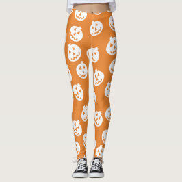 Vit/orange för damasker för jackO'Lantern Leggings