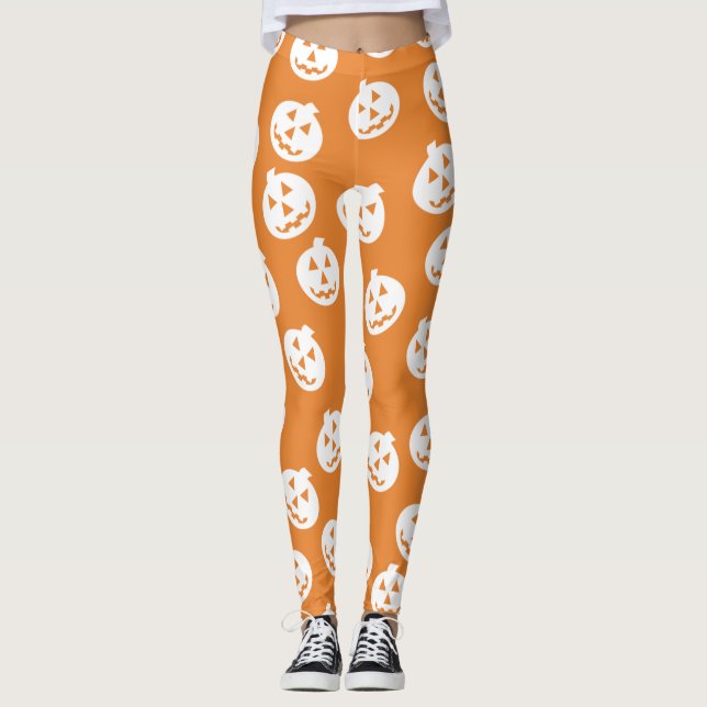Vit/orange för damasker för jackO'Lantern Leggings (Framsida)