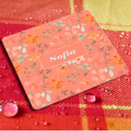 Vit orange för vattenfärgsblomma mönster anpassnin underlägg papper kvadrat