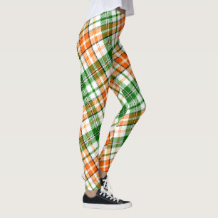 Vit Orange Grön Rutig Tartan Design Leggings