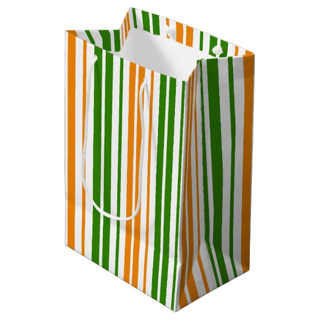 Vit Orange Grön Vertikal Randig Design   (Framsidan Vinklad)