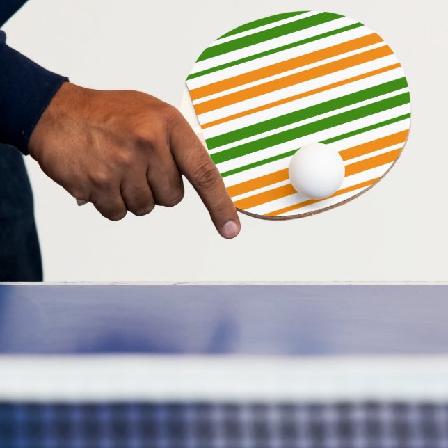 Vit Orange Grön Vertikal Randig Design   Pingisracket (Insitu)