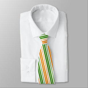 Vit Orange Grön Vertikal Randig Design Slips
