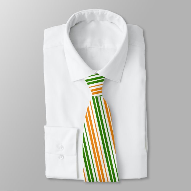 Vit Orange Grön Vertikal Randig Design   Slips (Bunden)