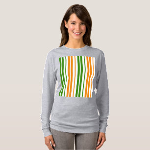 Vit Orange Grön Vertikal Randig Design T Shirt