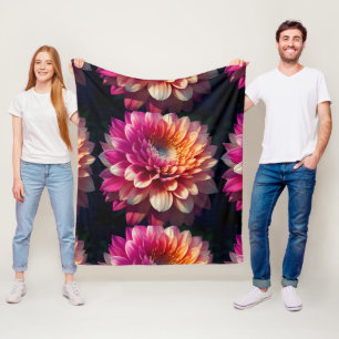 Vit Orange Gult Rosa Lila Blue Dahlia Flower Fleecefilt
