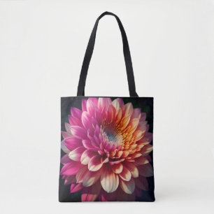 Vit Orange Gult Rosa Lila Blue Dahlia Flower Tygkasse
