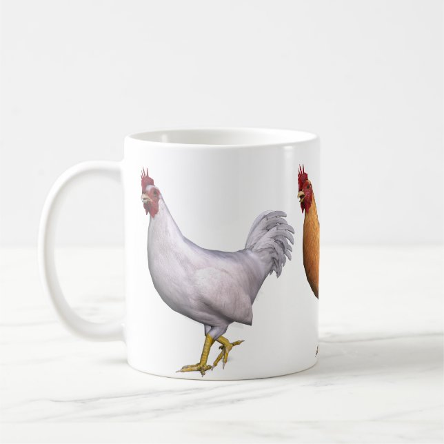 Vit Orange Och Svart Tupp Kaffemugg (Vänster)