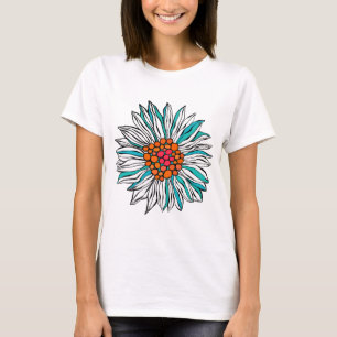 Vit Orange Röd Daisy Flower T Shirt